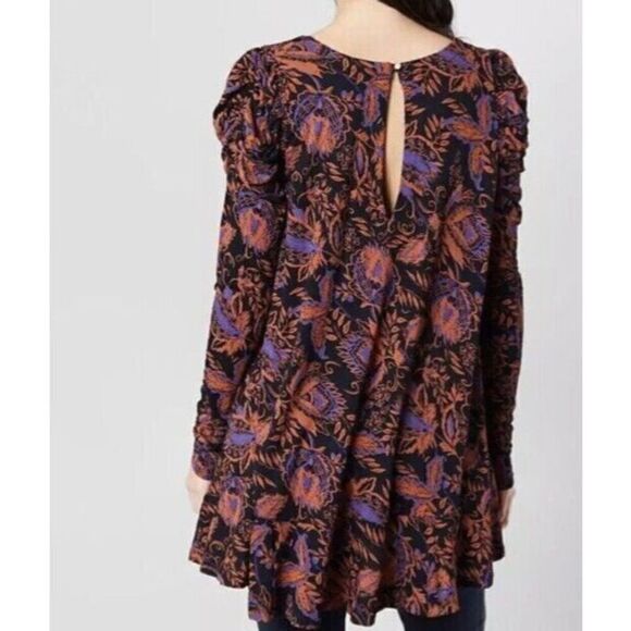Free People OB1068116 Women's Sz XS Black Floral Print Hello Lover Tunic Top - Picture 9 of 9